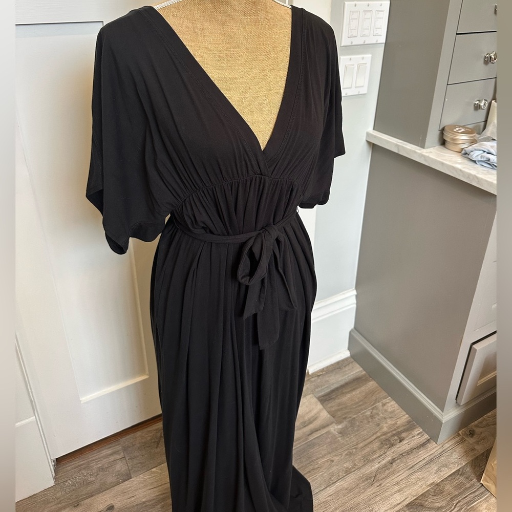 J. Crew Black V-Neck Dolman Sleeve Maxi Dress
